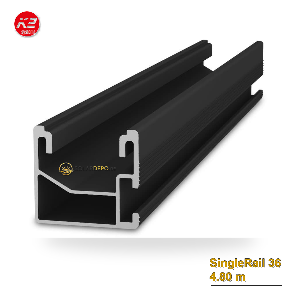 K2 Systems 2004396 SingleRail 36, 4.80 m Black