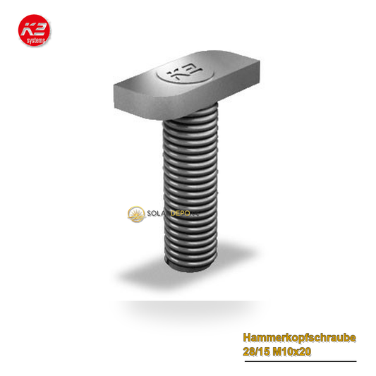 K2 Systems 1000637 Hammerkopfschraube 28/15 M10x20