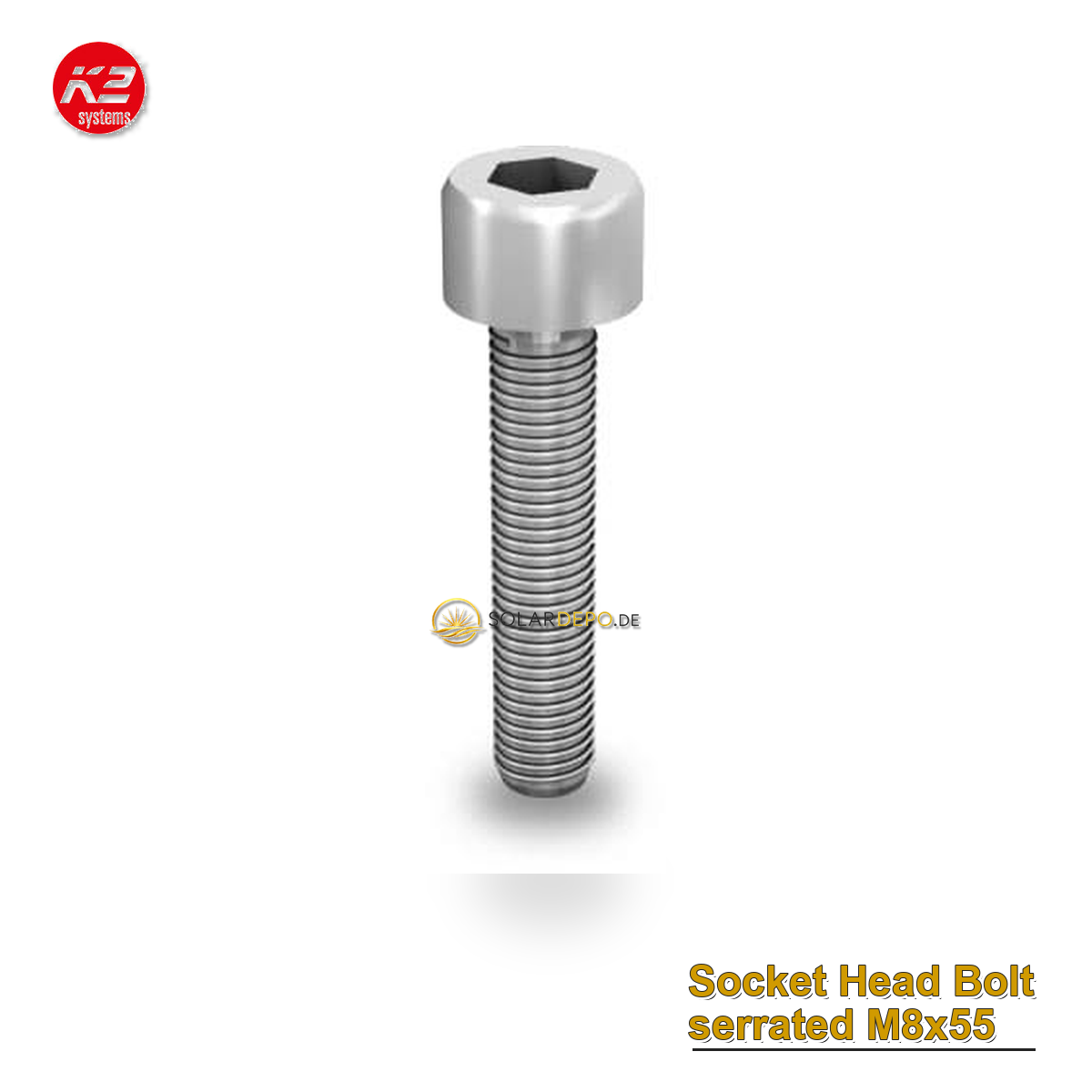 K2 Systems 2002184 Socket Head Bolt serrated M8x55