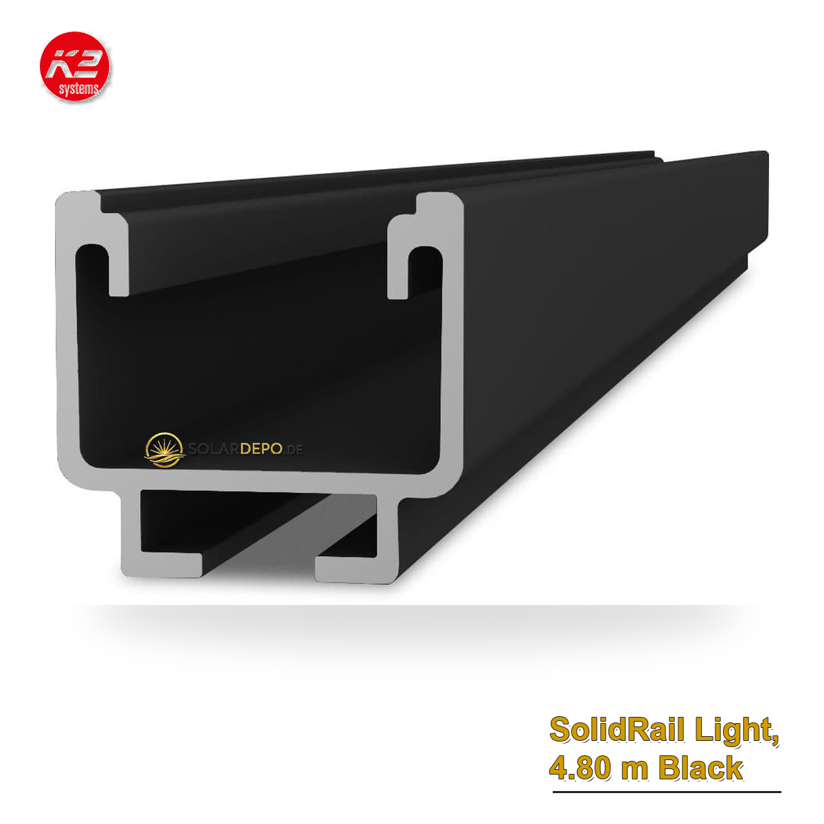K2 Systems 2004397 SolidRail Light, 4.80 m Black