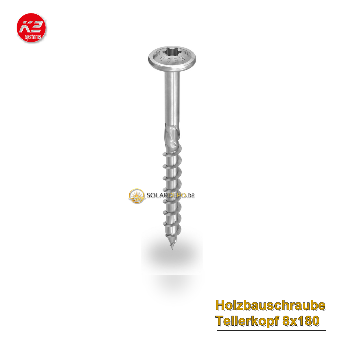 K2 Systems 2004116 Holzbauschraube Tellerkopf 8x180