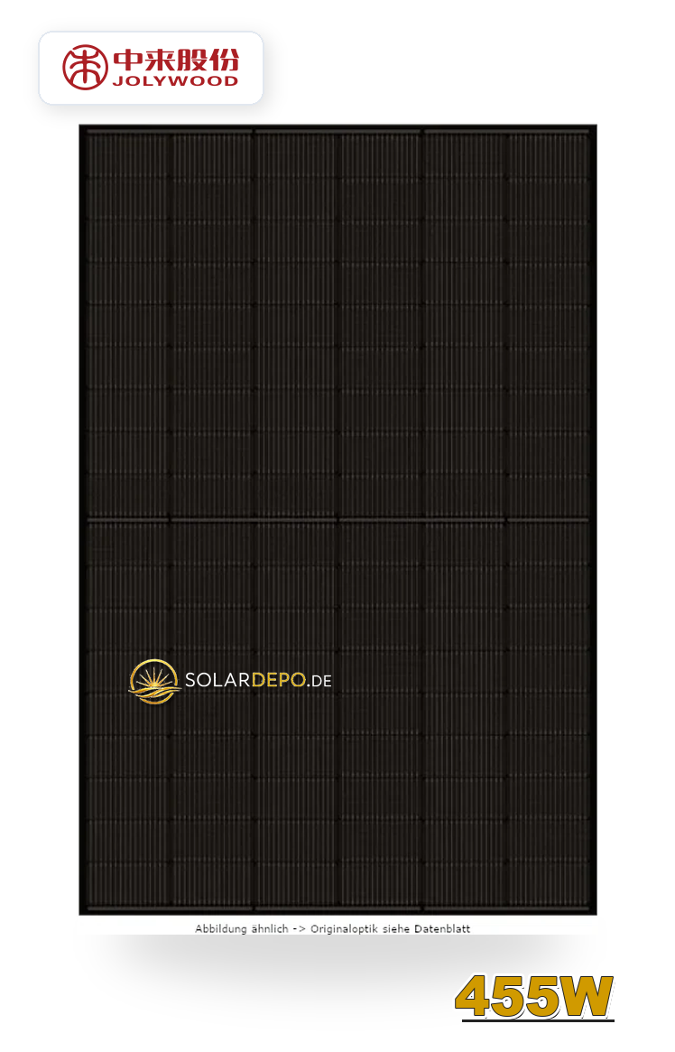 Jolywood 455W Bifazial Glas-Glas Full Black Modul JW-HD96N-R2