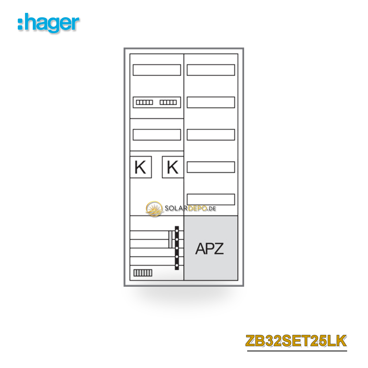 HAGER ZB32SET25LK KS 2ZP,BKE-I,APZ,VT5,2feldig