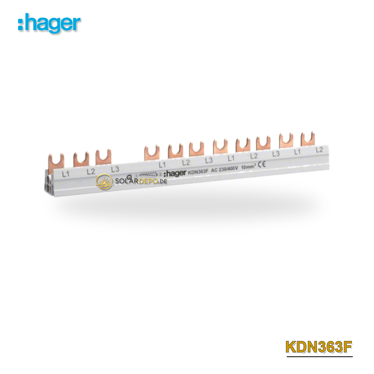 HAGER KDN363F Phasenschiene 3P Gabel 10mm² 12M