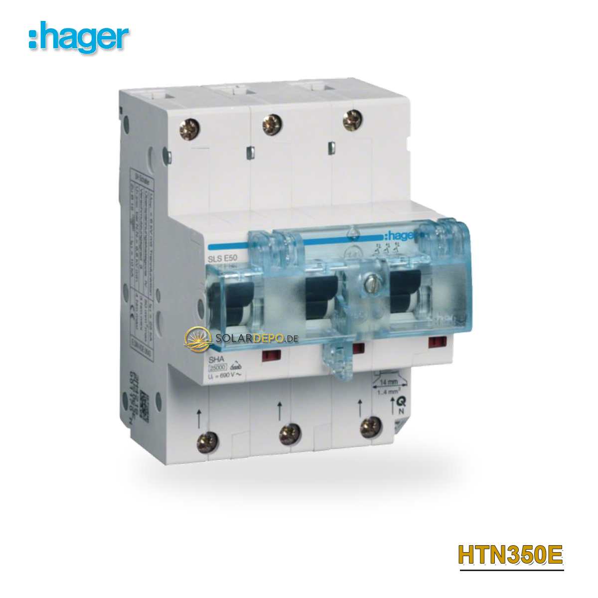 HAGER HTN350E SLS-Schalter 3P E-50A Hutschiene