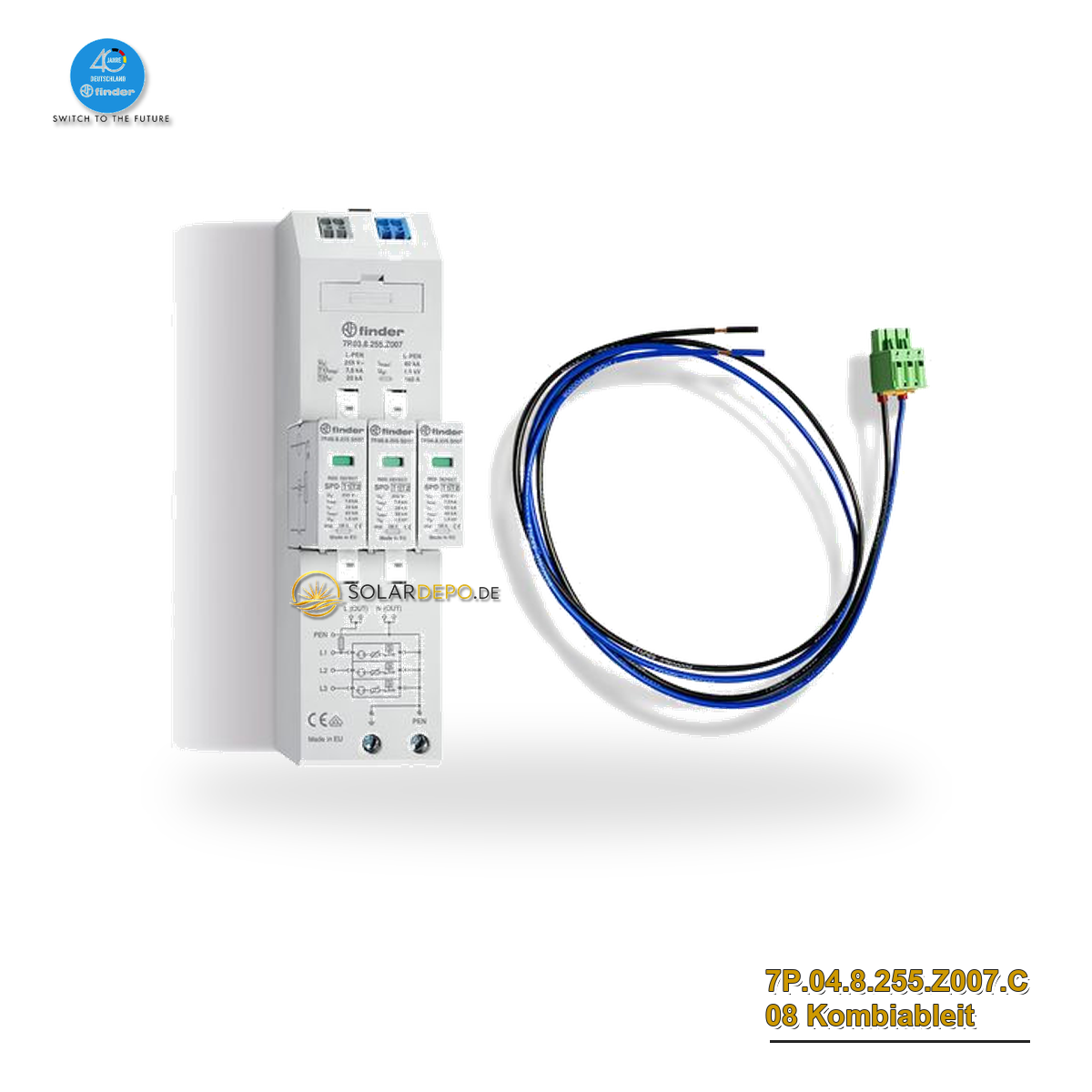 FINDER 7P.04.8.255.Z007.C08 Kombiableit Typ1+2